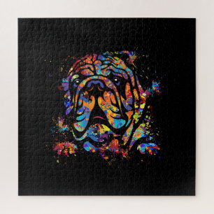 Puzzle Colorful English Bulldog Portrait