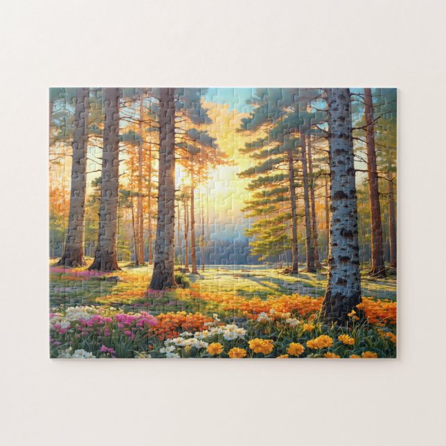 Puzzle Colorful Forest Flowers and Sunshine art (Horizontal)