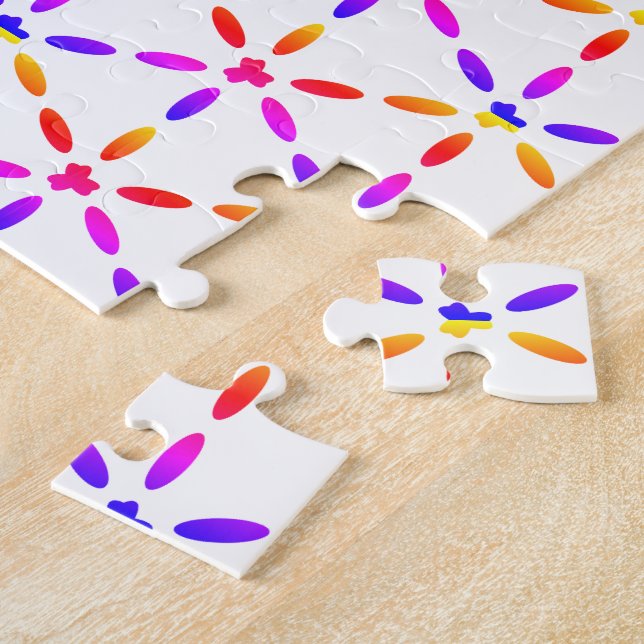Puzzle Colorful Geometric Pattern on White (Lado)