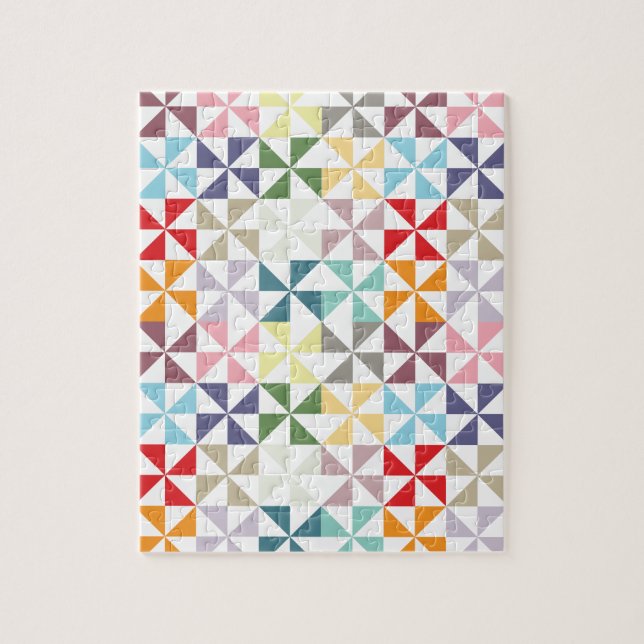 Puzzle Colorful Geometric Pinwheel (Vertical)
