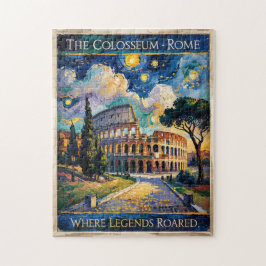 Puzzle Colorful Rome Italy Colosseum Starry Night Vintage