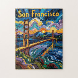 Puzzle Colorful San Francisco California Van Gogh Vintage