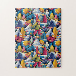 Puzzle Colorful Snow Skiers Collage