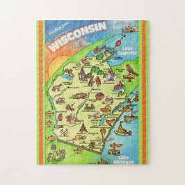 Puzzle Colorful Wisconsin Postcard 11x14