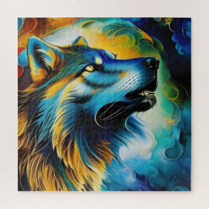 Puzzle Colorful Wolf Howl