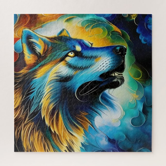 Puzzle Colorful Wolf Howl (Vertical)