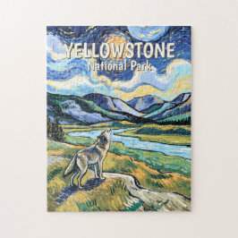 Puzzle Colorful Yellowstone National Park Wolf Howling