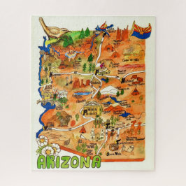 Puzzle Colorfully Illustrated 16x20 Arizona Map 
