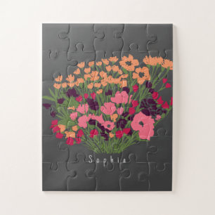 Puzzle Colorida Bonito Floral Bloom + Nombre personalizad