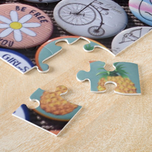 Puzzle Colorida colección de distintivos retro de época