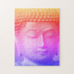 Puzzle Colorida estatua de Buda Face formada por líneas<br><div class="desc">La cara de Siddhartha Gautama,  Buda,  con efecto esculpido. Imagen formada por líneas de ancho variable. Idea de regalo para personas que aman el arte asiático y la espiritualidad.</div>