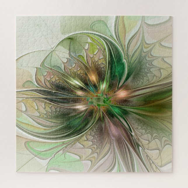 Puzzle Colorida Fantasía Moderna Resumen Flor Fractal (Vertical)