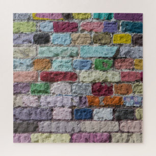 Puzzle Colorida textura de pared de ladrillo pintado