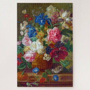 Puzzle Coloridas Flores Vintage Pintura de Arte