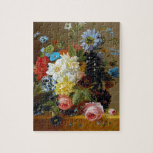 Puzzle Coloridas Flores Vintage Pintura de Arte Vase