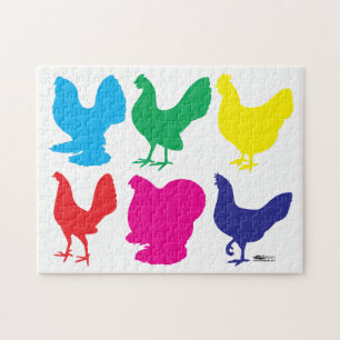 Puzzle Coloridas gallinas