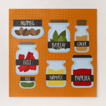 Coloridas jarras de especias estilo de cocina