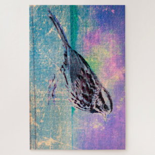 Puzzle Colorido Abstract Bird Art: Vibrant Songbird