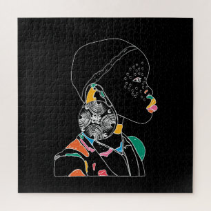 Puzzle Colorido arte de la línea Chica africana