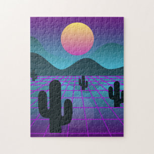 Puzzle Colorido cactus de vaporwave "desierto digital"