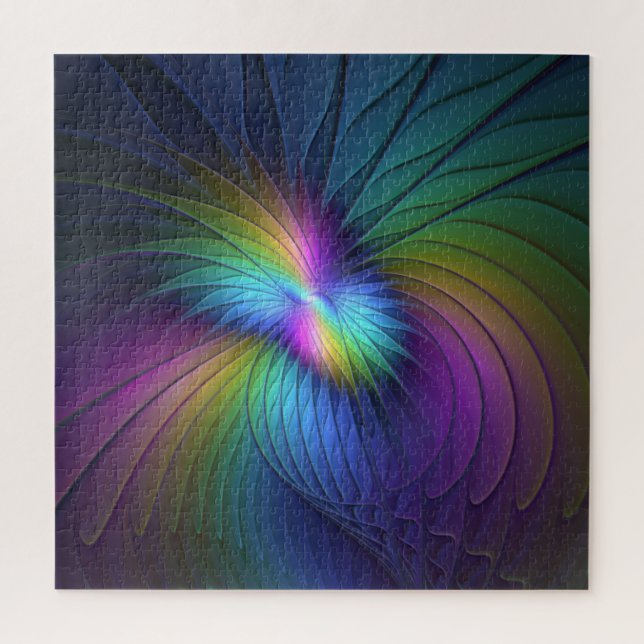 Puzzle Colorido Con Azul Moderno Resumen Arte Fractal (Vertical)