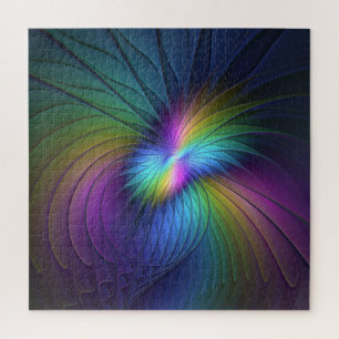 Puzzle Colorido Con Azul Moderno Resumen Arte Fractal