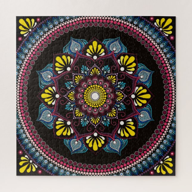 Puzzle Colorido Dot Art Mandala | Boho de geometría sagra (Vertical)