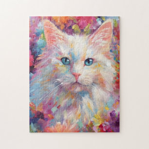 Puzzle Colorido gato angora turco