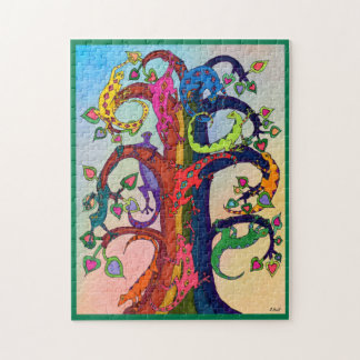 Puzzle Colorido Gecko Tropical Lizard acuarela Arte Popul