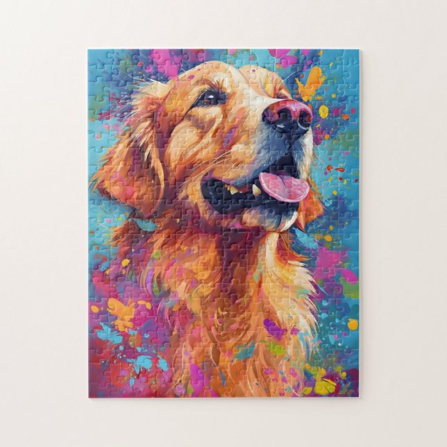 Puzzle Colorido Golden Retriever (Vertical)