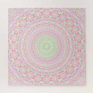 Puzzle Colorido Groovy Trippy Boho Hippie Pastel Mandala