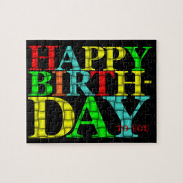 Puzzle Colorido Happy Birday Text con fondo negro