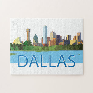 Puzzle Colorido Ilustracion Skyline de Dallas