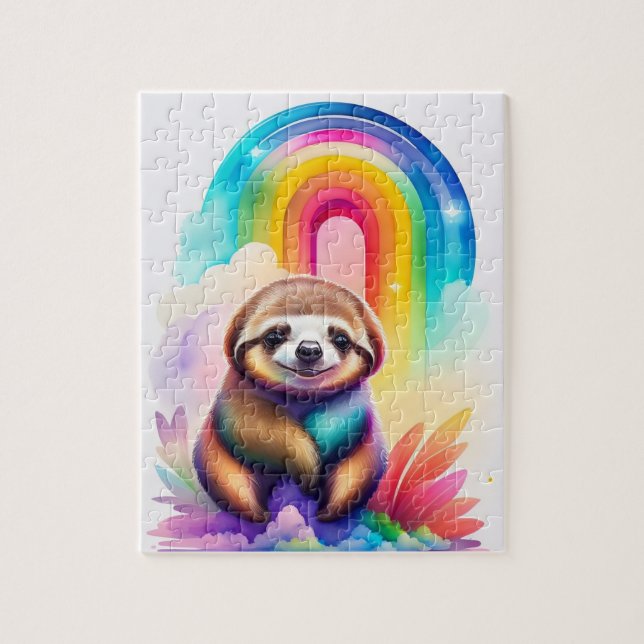 Puzzle Colorido lindo acuarela Baby Sloth (Vertical)