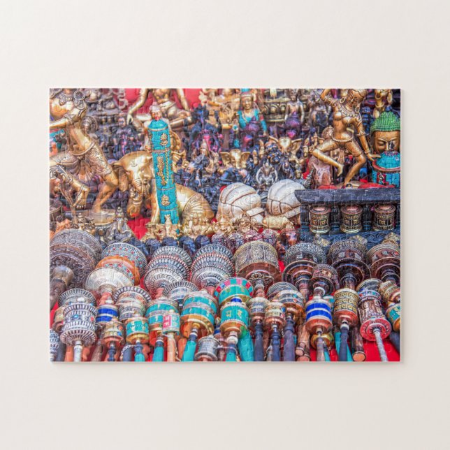 Puzzle Colorido mercado nepalí de baratijas hindúes y bud (Horizontal)