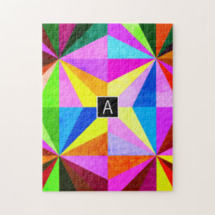 Puzzle Colorido Moderno Geométrico Multi-Color Monogram