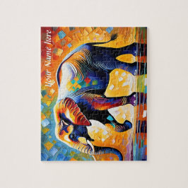 Puzzle Colorido Resumen Elefante Majestuoso