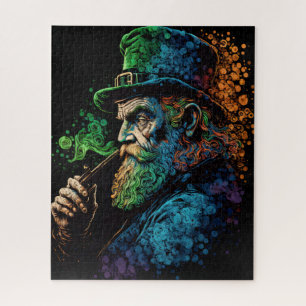 Puzzle Colorido santo Patrick's Leprechaun con pipa