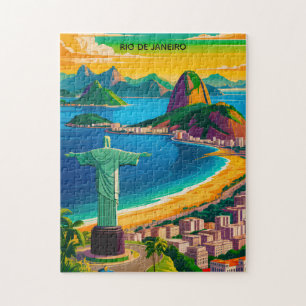 Puzzle Colorido Vintage Rio de Janeiro Cristo Redentor