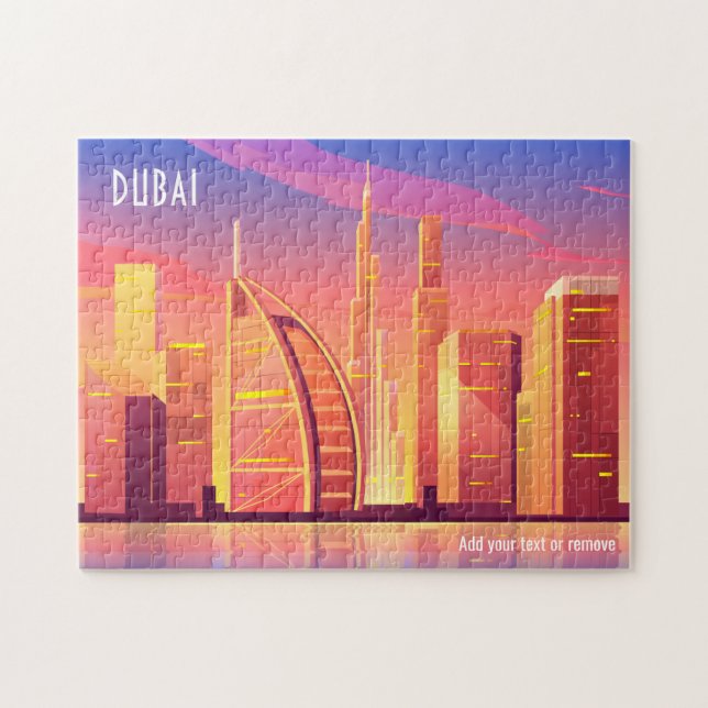 Puzzle Colorido y soleado ilustracion urbano de Dubai, (Horizontal)