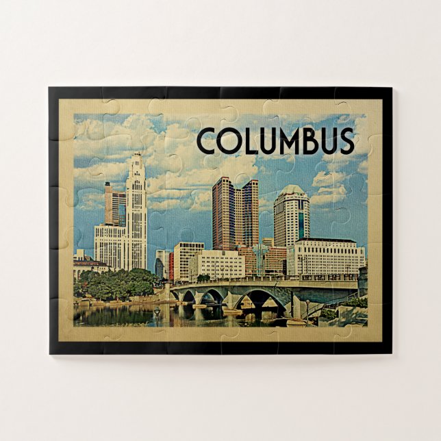 Puzzle Columbus Ohio Vintage Travel (Horizontal)