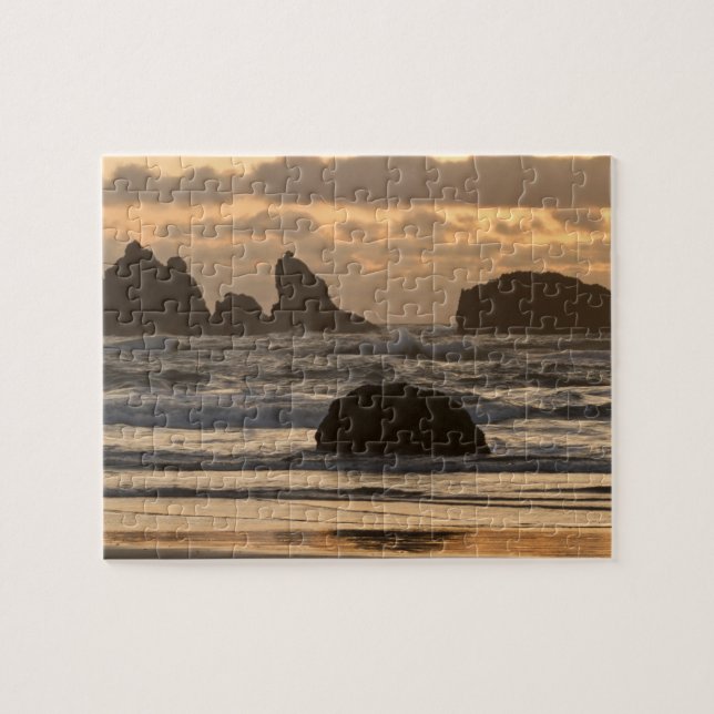 Puzzle Columnas de mar en la playa en Bandon, Oregon (Horizontal)