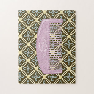 Puzzle Comb de lavanda en fondo de chocolate