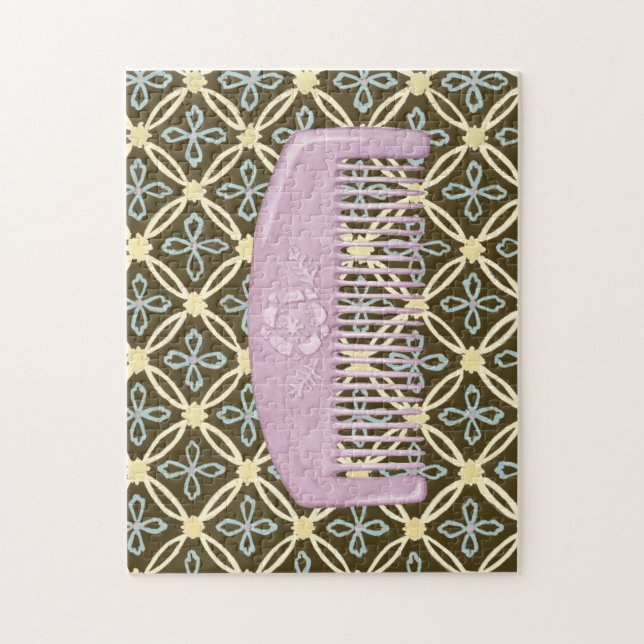 Puzzle Comb de lavanda sobre fondo de chocolate (Vertical)