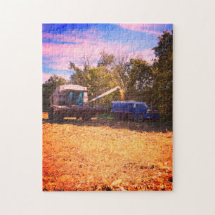 Puzzle Combine During Fall Harvest