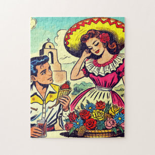 Puzzle Comic De Pareja De Amor Retro