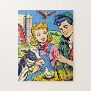 Puzzle Comics de la granja retro
