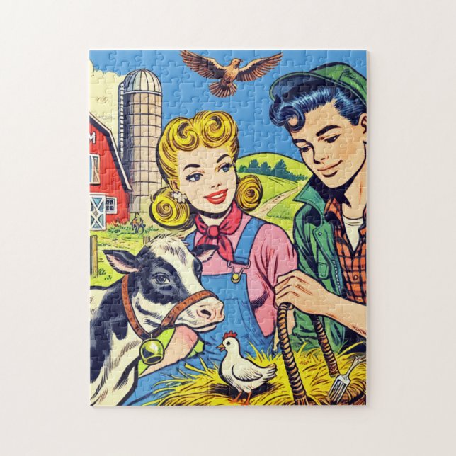 Puzzle Comics de la granja retro (Vertical)