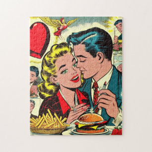 Puzzle Comics de parejas de amor retro