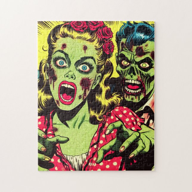 Puzzle Cómics Retro de Pareja Zombi (Vertical)